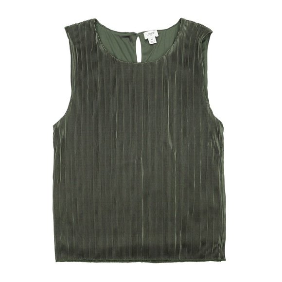 J.CREW Size M Plissé Shell Top in Spanish Moss $79 CC215 - Picture 3 of 5